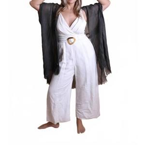 NEW LETO pencil stripe lurex lined lightweight wrap shawl cover up kimono in cha